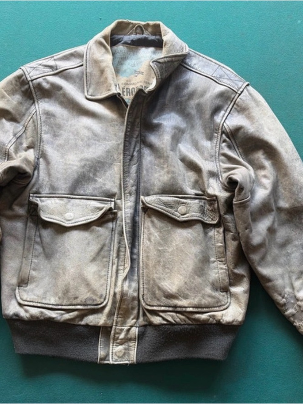 Aeropostale Brown Leather Bomber Jacket
